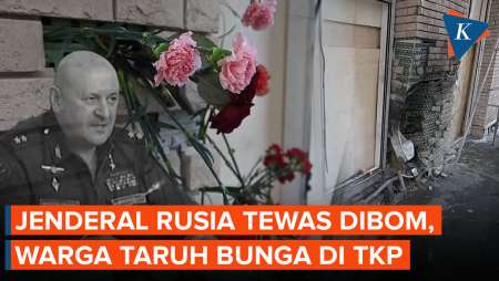 Penampakan Lokasi Jenderal Top Rusia Tewas Dibom, Warga Letakkan Bunga