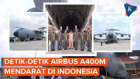 Detik-detik Pesawat Super Airbus A400M Milik TNI AU Mendarat Di Tanah Air