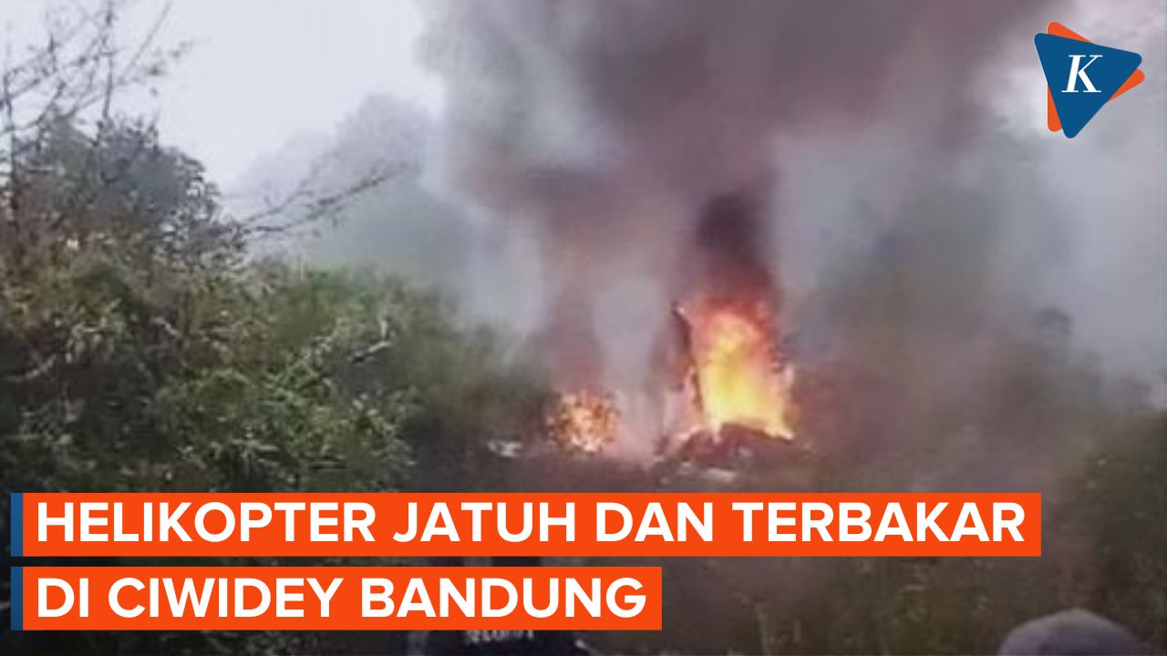 Helikopter Latihan Jatuh dan Terbakar di Ciwidey Bandung