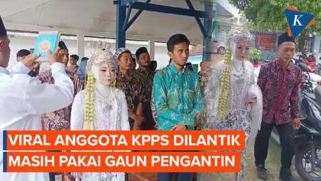 Viral Video Anggota KPPS Dilantik Usai Akad Nikah, Masih Pakai Gaun Pengantin