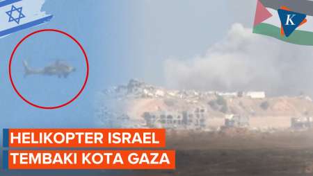 Penampakan Helikopter Militer Israel Berondong Tembakan ke Kota Gaza