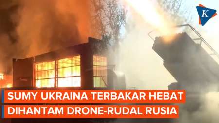 Penampakan Sumy Ukraina Terbakar Hebat Dihantam Drone dan Rudal Rusia