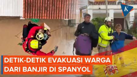 Dramatis! Evakuasi Warga Dari Banjir Spanyol, Diangkat Langsung Ke Helikopter