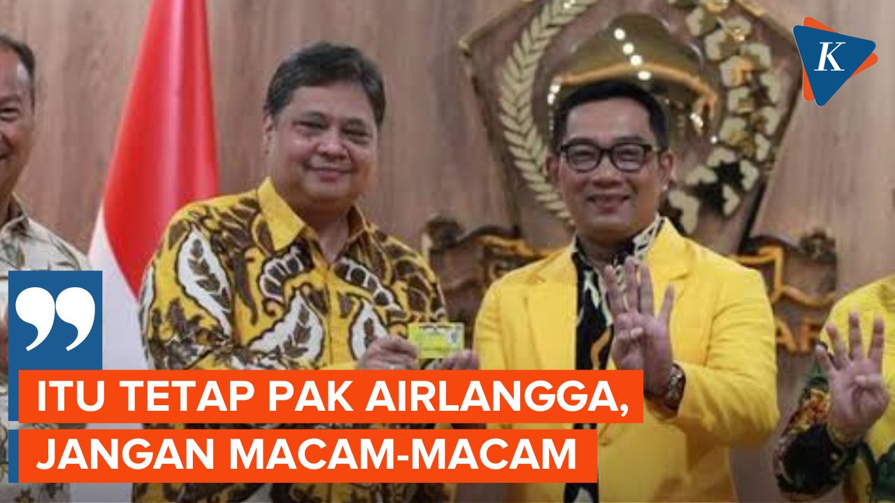 Ridwan Kamil Serahkan Kandidat Capres Golkar kepada Airlangga Hartarto