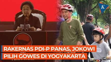 Hari ke-2 Rakernas PDI-P, Jokowi Gowes Bareng Jan Ethes di Yogyakarta
