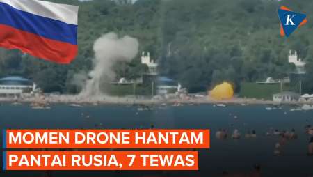 Detik-detik Drone Hantam Pantai Rusia: Picu Bola Api Besar, 7 Orang Tewas
