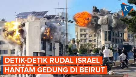 Detik-detik Rudal Israel Hantam Gedung Di Beirut Lebanon, Ciptakan Ledakan Besar