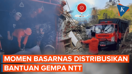Detik-detik Basarnas Tembus Medan Terjal Bagikan Bantuan Gempa NTT