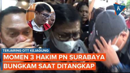 Kena OTT Kejagung! Momen 3 Hakim Pemvonis Bebas Ronald Tannur Bungkam Saat Diciduk ke Kejati Jatim