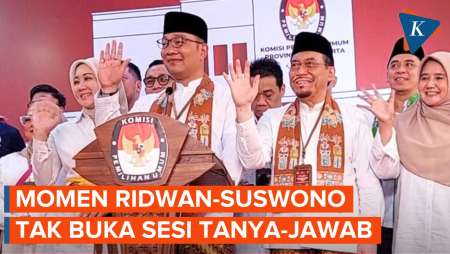 Momen Ridwan Kamil-Suswono Tak Buka Sesi Tanya-Jawab Usai Daftar ke KPU Jakarta