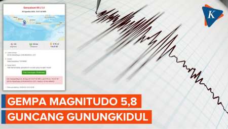 Gempa Magnitudo 5,8 Guncang Gunungkidul, BMKG: Dipicu Aktivitas Megathrust