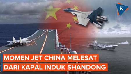 Jet China Melesat dari Kapal Induk Shandong, Usir Pesawat Asing dalam Latihan Tempur