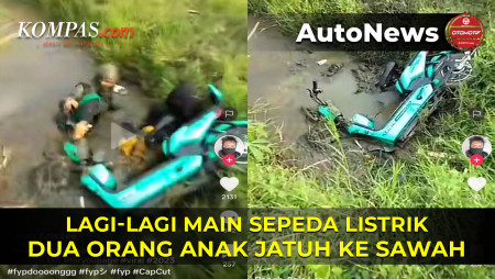 Video 2 Cewek Jatuh ke Sawah Pakai Sepeda Listrik