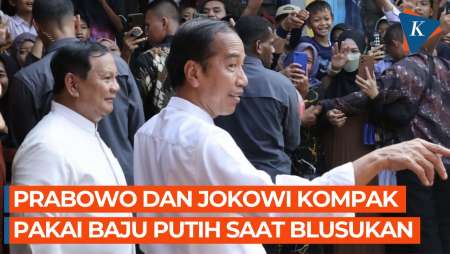 Momen Jokowi-Prabowo Kompak Berbaju Putih, Blusukan ke Pasar Grogolan Pekalongan