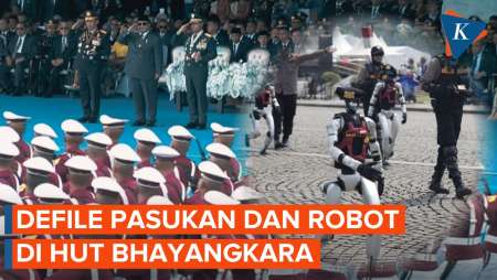 Momen Defile Pasukan di HUT Bhayangkara, Ada Robot Polisi Hormat ke Presiden Prabowo