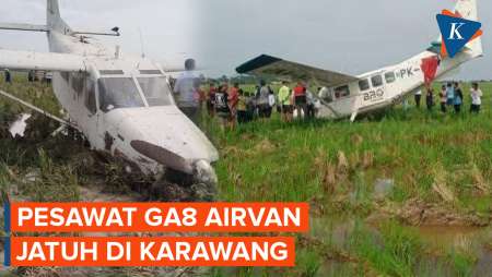Pesawat GA8 Airvan Jatuh Di Karawang, Lima Awak Selamat