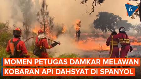 Momen 'Menegangkan' Petugas Damkar Vs Kobaran Api Dahsyat di Spanyol