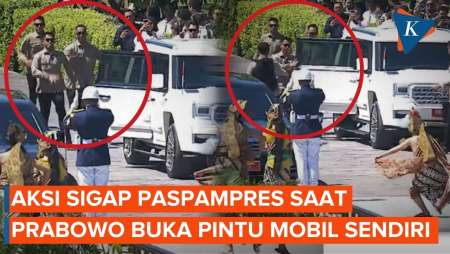 Momen Sigap Paspampres Lari Cepat Saat Tau Prabowo Buka Pintu Mobil Sendiri