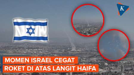 Potret Israel Kerja Keras Sergap Serangan Roket di Atas Langit Haifa