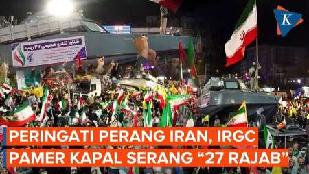 IRGC Pamer Kapal Serang Cepat “27 Rajab” Saat Ribuan Warga Iran Peringati Perang Hari ke-90 