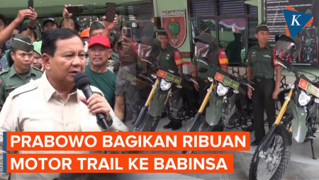 Momen Prabowo Bagikan 1.415 Motor Trail ke Anggota Babinsa di…