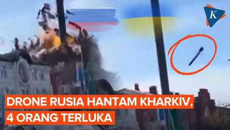 Detik-detik Drone Rusia Hantam Gedung di Kharkiv, Puing-Puing Beterbangan