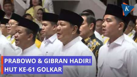 Momen Prabowo Dan Gibran Hadiri HUT Golkar, Jalan Beriringan Puan
