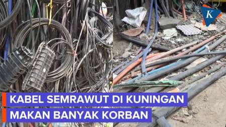 Potret Kabel Semrawut Di Kuningan, Banyak Pengendara Jatuh Tergelincir