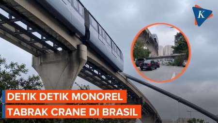 Detik-detik Kereta Monorel Tabrak Crane di Brasil, Langsung Patah dan Menimpa Mobil