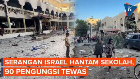 Israel Gempur Sekolah di Gaza Saat Pengungsi Shalat Subuh, 90 Orang Tewas