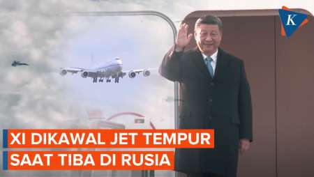 Momen Jet Tempur Rusia Sambut Kedatangan Xi Jinping 