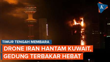 Penampakan Gedung Pencakar Langit Kuwait Terbakar Hebat Dihantam Drone Iran
