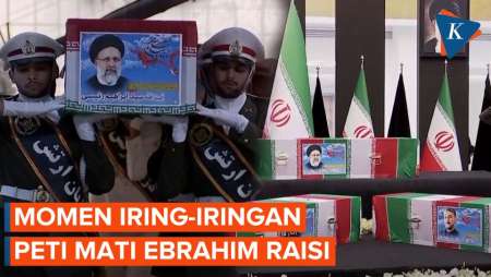 Momen Iring-iringan Peti Mati Ebrahim Raisi dan Pejabat Iran Lainnya