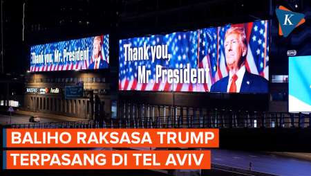 Israel Pasang Baliho Raksasa Trump di Tel Aviv Usai AS Serang Iran