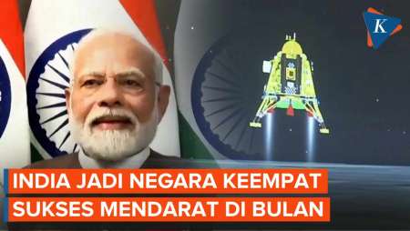 Bangganya Modi Lihat Pesawat Luar Angkasa India Sukses Mendarat di Bulan