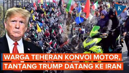 Tantang Trump Datang ke Iran, Ribuan Warga Teheran Konvoi Sepeda Motor