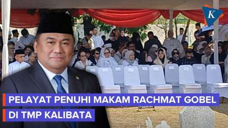 Situasi Pemakaman Eks Wakil Ketua DPR RI Rachmat Gobel, Penuh Pelayat