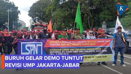 Situasi Demo Buruh Di Kawasan Monas, Tuntut Revisi UMP Jakarta Dan Jabar