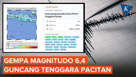 Gempa Magnitudo 6,4 Guncang Tenggara Pacitan Dini Hari