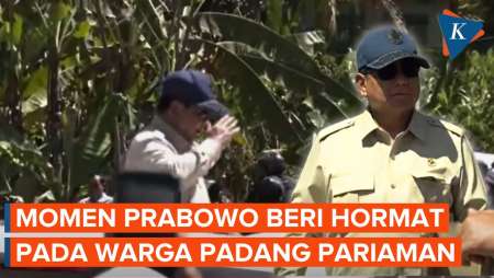 Prabowo Tinjau Jembatan Padang Mantuang Sumbar, Beri Hormat Ke Warga Dari Atas Maung