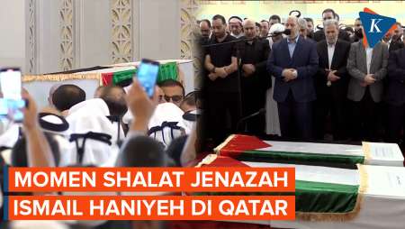 Momen Shalat Jenazah Ismail Haniyeh di Doha Qatar, Peti Terbungkus Bendera Palestina!