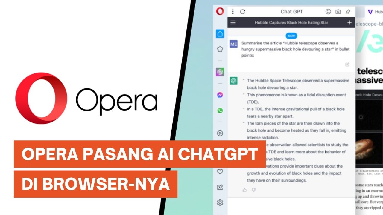 Ikuti Jejak Microsoft, Opera Pasang AI ChatGPT di Browser