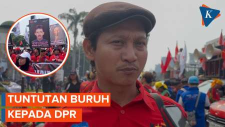 Aliansi Buruh Sampaikan Tuntutan di Depan DPR