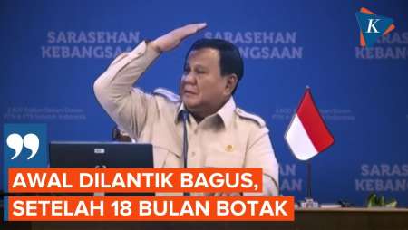 Prabowo Guyon Soal Menteri Mulai Botak Usai 18 Bulan Menjabat
