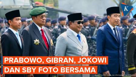 Momen Prabowo, Gibran, Jokowi Dan SBY Foto Bersama Usai Upacara HUT TNI 2026