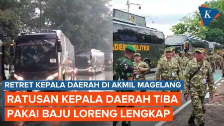 Ratusan Kepala Daerah Tiba di Akmil Magelang, Pakai Baju Loreng, Disambut Prajurit TNI