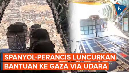 Momen Penerjunan Bantuan ke Gaza dari Pesawat Militer Spanyol dan Perancis
