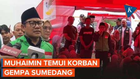 Momen Cak Imin Temui Korban Gempa Sumedang di Tenda Pengungsian