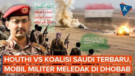Rekaman Serangan Terbaru Houthi Di Gurun Dhobab, Mobil Koalisi Saudi Terbakar!