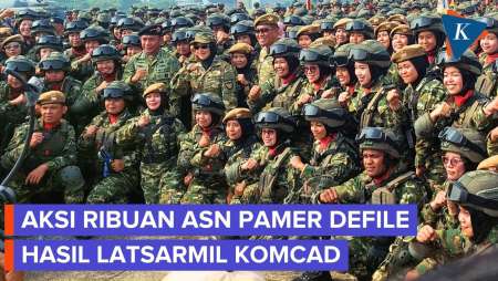 Gaya Ribuan ASN Komcad Baris-berbaris Bak TNI, Berbaju Loreng Dan Tenteng Senjata